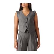 Frill Tailor Vest, Donkergrijs Ruches Co'Couture , Gray , Dames