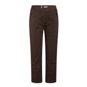 Chino broek in zware stretch satijn katoen BomBoogie , Brown , Dames