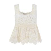 Katoenen Macramé Kant Bloemen Top Ermanno Scervino , White , Dames