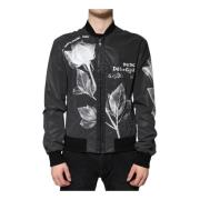 Zwarte Bloemen Nylon Bomberjack Dolce & Gabbana , Black , Heren