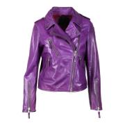 Leren Jas 100% Leer Blauer , Purple , Dames