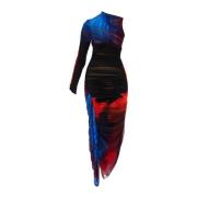 Bloemig Asymmetrisch Geplooid Jurk Mugler , Multicolor , Dames