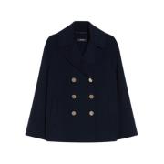 Wollen jas met dubbele rij knopen - Margot Max Mara , Blue , Dames