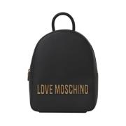 Zwarte Trendy Rugzak met Gouden Details Moschino , Black , Dames