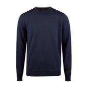 Blauwe Merino Wol Crew Neck Sweater Stenströms , Blue , Heren