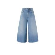 Denim Bermuda Shorts met wijde cropped pijp Pinko , Blue , Dames