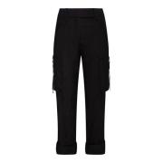 Cargo Broek Zwart met Zakken Sportmax , Black , Dames