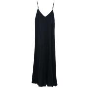 Satijnen Jurk Omkeerbare Stijl Forte Forte , Black , Dames