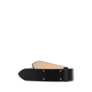 Klassieke Zwarte Leren Riem Maison Margiela , Black , Heren