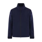 Blauwe Technische Wollen Jas met Suede Details Sease , Blue , Heren