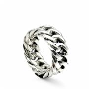 Zilveren Gourmette Ketting Ring Jalan Jalan , Gray , Dames