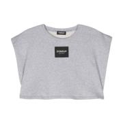 Logo Patch Cropped Top Dondup , Gray , Dames