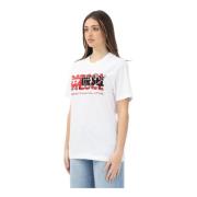 Wit T-shirt met Overlappende Logo's Diesel , White , Dames