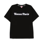 Zwart Cartoon Print Crew Neck T-shirt Kenzo , Black , Heren