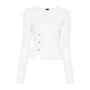 Witte Viscose Polyester Sweater Pinko , White , Dames