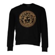 Medusa Borduurwerk Crew Neck Sweater Versace , Black , Heren