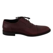 Elegante Bordeaux Leren Schoenen Dolce & Gabbana , Brown , Heren