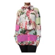 Bloemen Patchwork Ascot Kraag Zijden Top Dolce & Gabbana , Multicolor ...