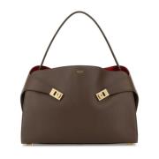 Zachte Bruin Leren Schoudertas Salvatore Ferragamo , Brown , Dames