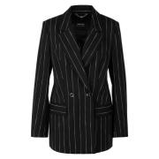 Gestreepte blazer met linnen, wol en katoen Marc Cain , Black , Dames