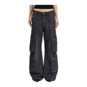 Denim Cargo Broek Diesel , Black , Dames