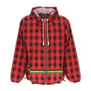 Geruite Windbreaker Jas met Trekkoord Capuchon Palm Angels , Red , Her...