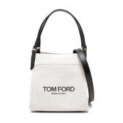 Amalfi Tote Tas met Leren Band Tom Ford , Beige , Dames