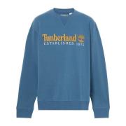 Established 1973 Denim Logo Sweatshirt Timberland , Blue , Heren