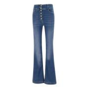 Denimblauwe Flared Jeans met Zeemansknoop Elisabetta Franchi , Blue , ...