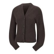 Bruine Wollen Blend Cardigan Sweater LOW Classic , Brown , Dames