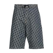 Monogram Shorts met Geborduurd Logo Lanvin , Blue , Heren