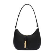 Zwarte leren schoudertas met rits Furla , Black , Dames