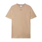 Beige Geborduurd Logo T-shirt Off White , Beige , Heren