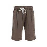 Linnen trekkoordshorts Made in Italy Paolo Pecora , Brown , Heren