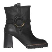 Hana Leren Laarzen met Metalen Hardware See by Chloé , Black , Dames