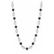 Men's Silver Mariner Chain with Matte Onyx Nialaya , Gray , Heren