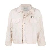 Logo Windbreaker Bomber Jacket Mannen Off White , Beige , Heren