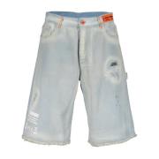 Denim Shorts met Franje Afwerking Heron Preston , Blue , Heren