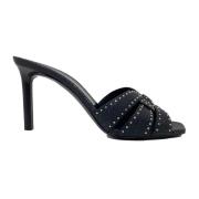 Studded Hak Sandalen Saint Laurent , Black , Dames