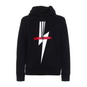 Logo Hoodie Bliksemprint Neil Barrett , Black , Heren