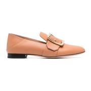 Leren Loafers met Gouden Gesp Bally , Beige , Dames