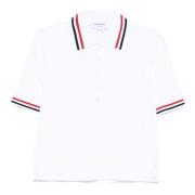 Witte Polo met Tricolor Strepen Thom Browne , White , Dames