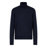 Blauwe Sweater Essentials Turtleneck Armani , Blue , Heren