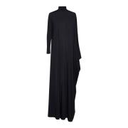 Minimalistische Maxi Jurk met Asymmetrisch Gedrapeerd Paneel Balenciag...