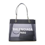 Stijlvolle Shopper Tas met Leren Details Balenciaga , Black , Dames