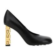 Logo Hak Leren Pumps Givenchy , Black , Dames