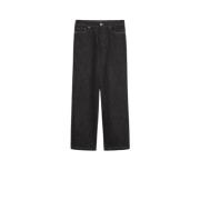 Wijde denim-look katoenen broek Max Mara , Black , Dames