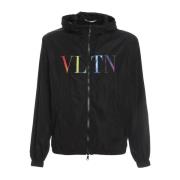 Logo Windbreaker met Trekkoord Capuchon Valentino , Black , Heren