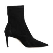 Leren Stretch Laarzen, Puntige Neus, Hak Stuart Weitzman , Black , Dam...