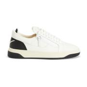 Leren Lage Sneakers met Ritssluiting Giuseppe Zanotti , White , Heren